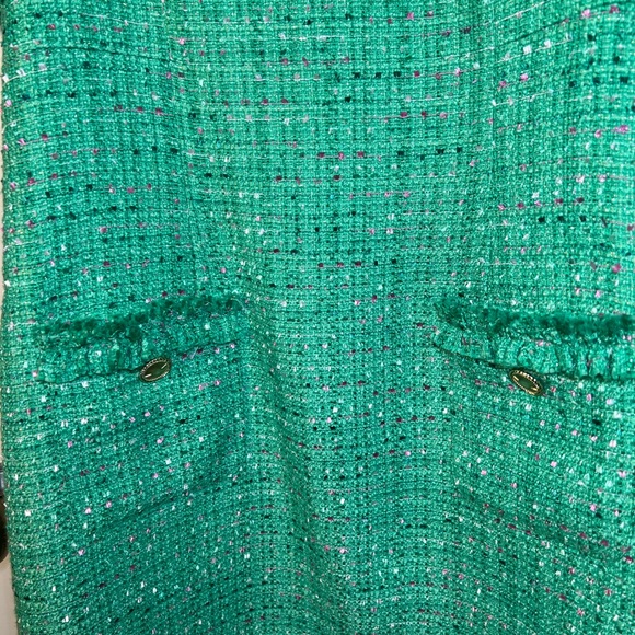 Lilly Pulitzer Ryner Boucle Kelly Green Tweed Midi Dress Size 8 - Picture 14 of 14